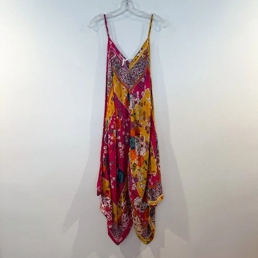 Anthropologie Colorful Floral Oversized Relaxed Handkerchief Print Midi Dress S - Picture 10 of 10